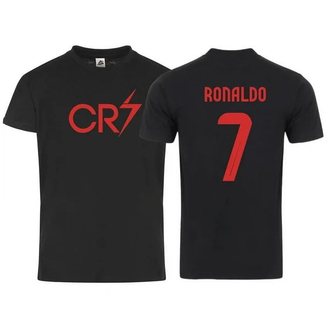 Adult Unisex CR7 Ronaldo #7 Short Sleeve Tee – Super-Soft Soccer Fan Shirt with Front & Back Design