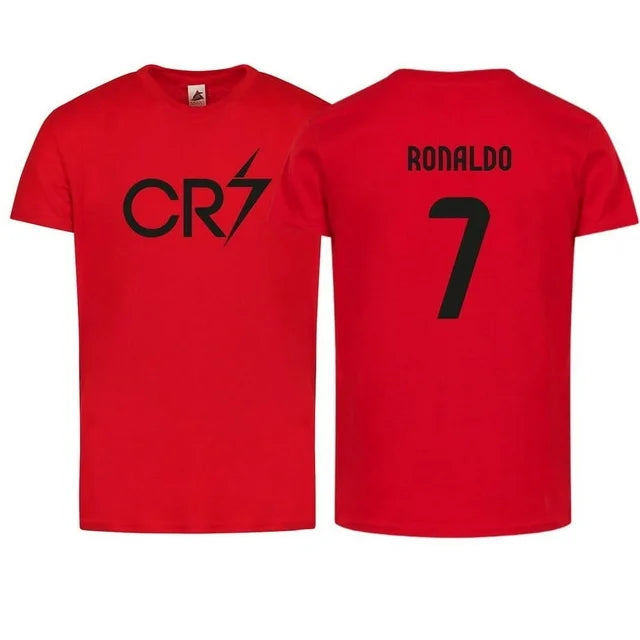 Adult Unisex CR7 Ronaldo #7 Short Sleeve Tee – Super-Soft Soccer Fan Shirt with Front & Back Design