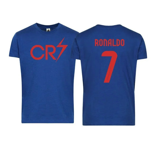 Adult Unisex CR7 Ronaldo #7 Short Sleeve Tee – Super-Soft Soccer Fan Shirt with Front & Back Design