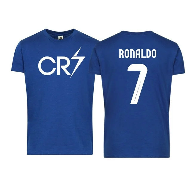 Adult Unisex CR7 Ronaldo #7 Short Sleeve Tee – Super-Soft Soccer Fan Shirt with Front & Back Design