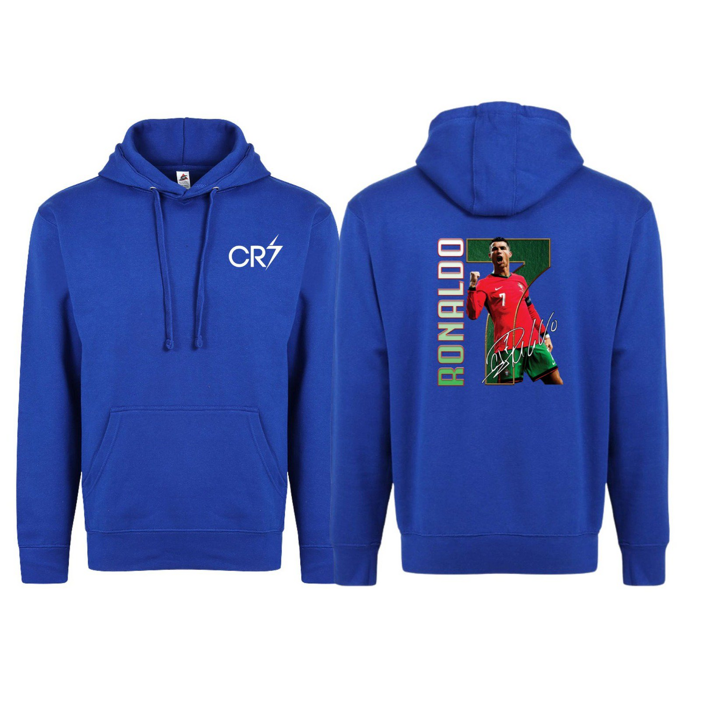 CR7 Front & Ronaldo #7 Back Hoodie, Portugal Soccer Fan Unisex Pullover Sweatshirt