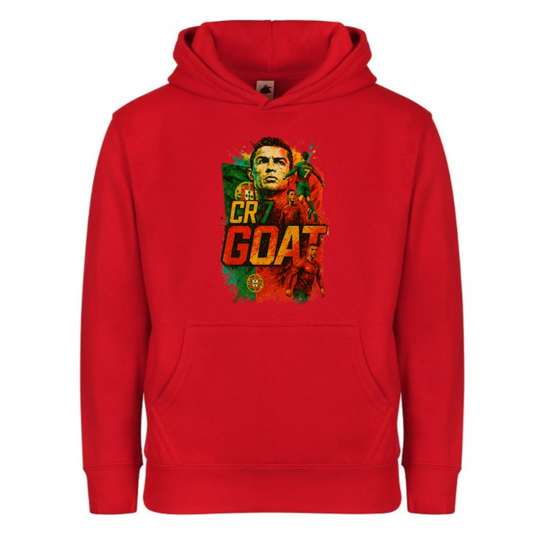 Portugal Ronaldo “GOAT” Kids’ Pullover Hoodie