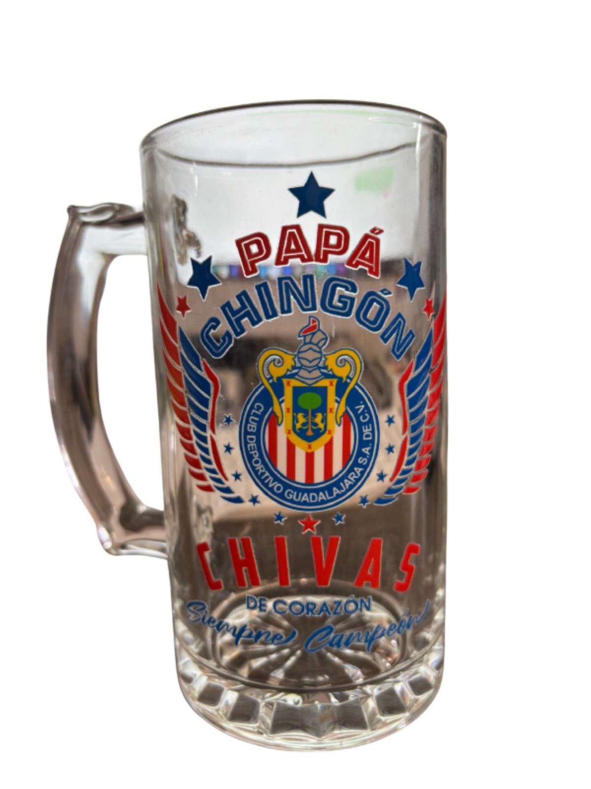 Chivas 16 oz Beer Glass Mug – Papá Chingón – Chivas de Corazón Siempre Campeón – Perfect Soccer Gift