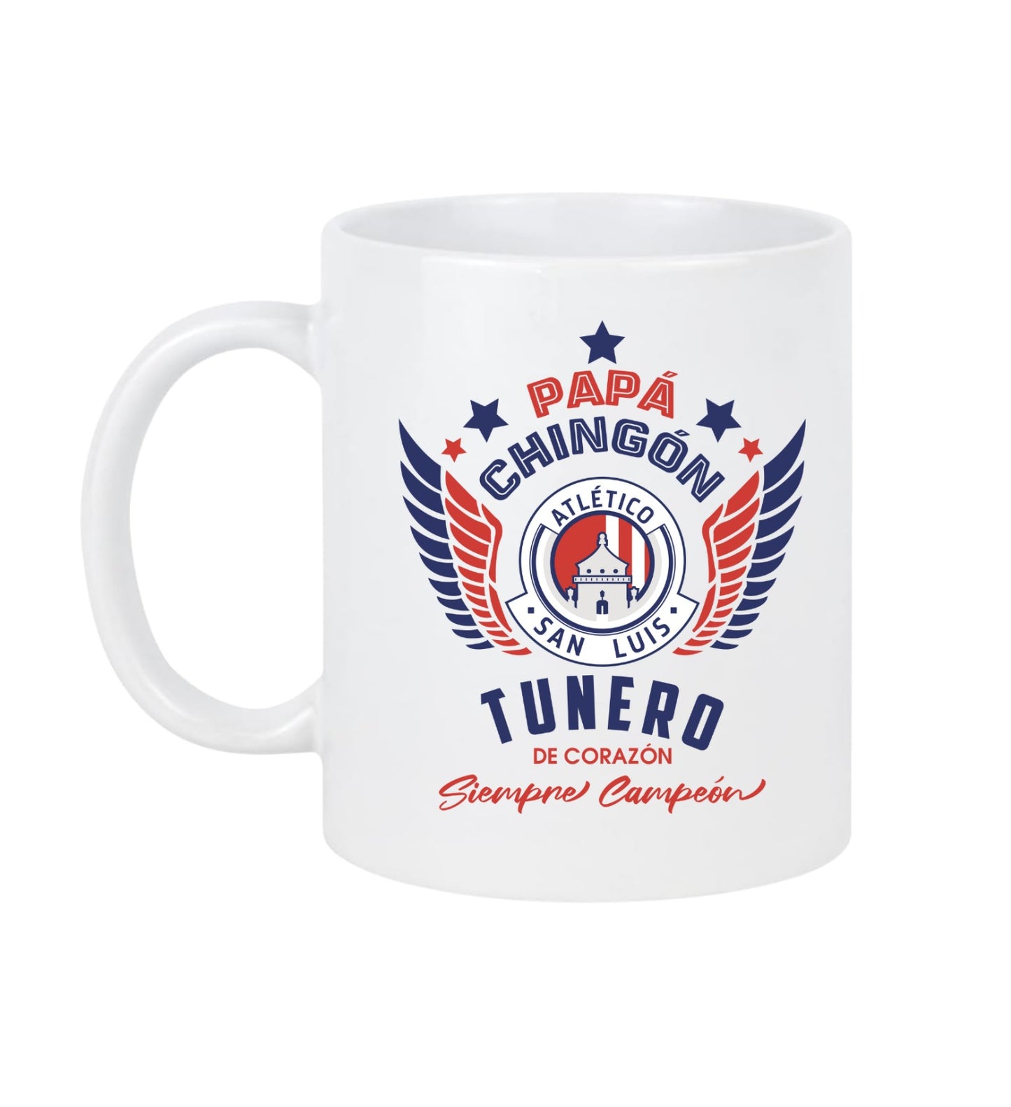 Atlético San Luis Soccer Fan Coffee Mug – Papá Chingón Design – Tunero de Corazón, Siempre Campeón – 11 oz White Ceramic Cup