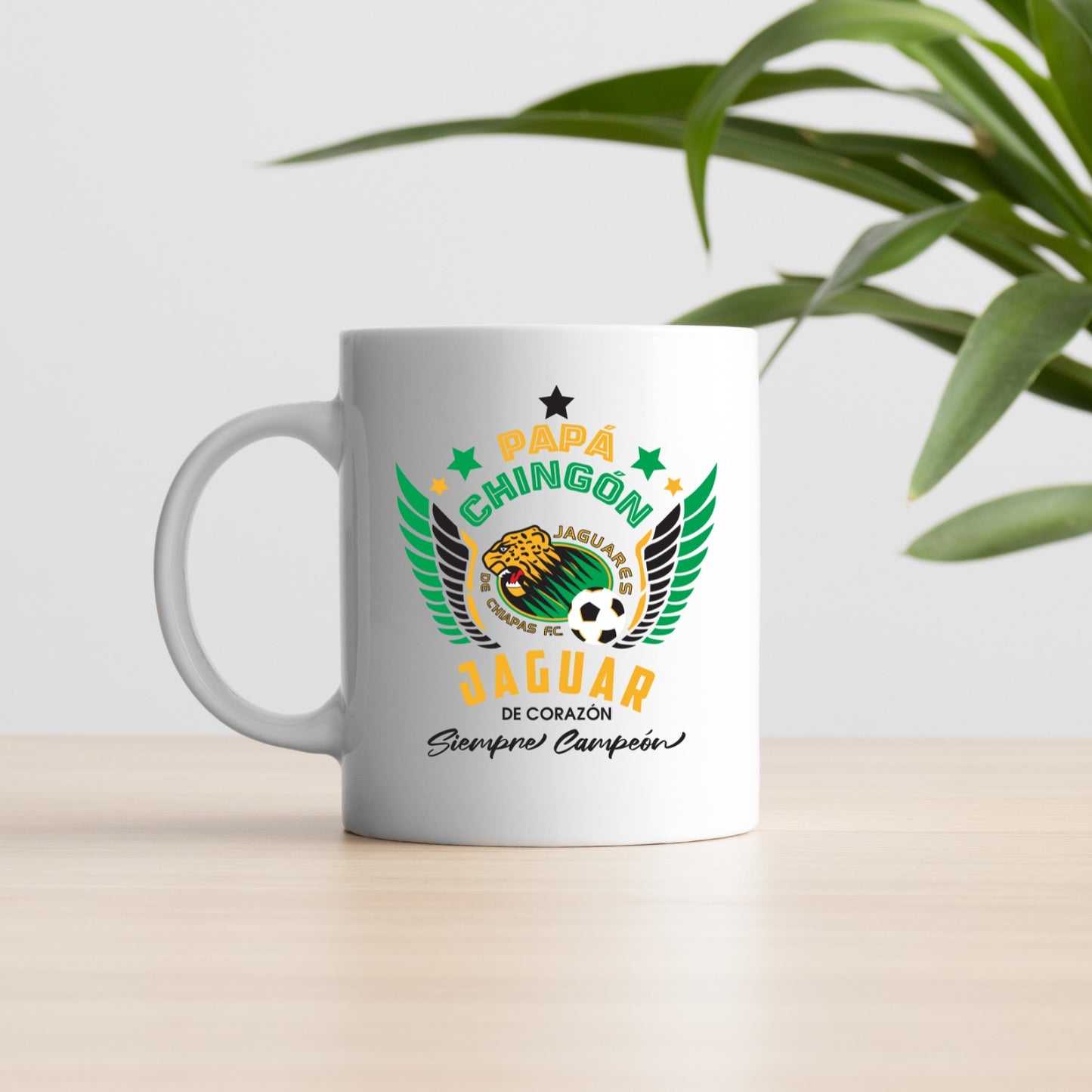 Jaguares Soccer Fan Coffee Mug – Papá Chingón Design – Jaguar de Corazón, Siempre Campeón – 11 oz White Ceramic Cup
