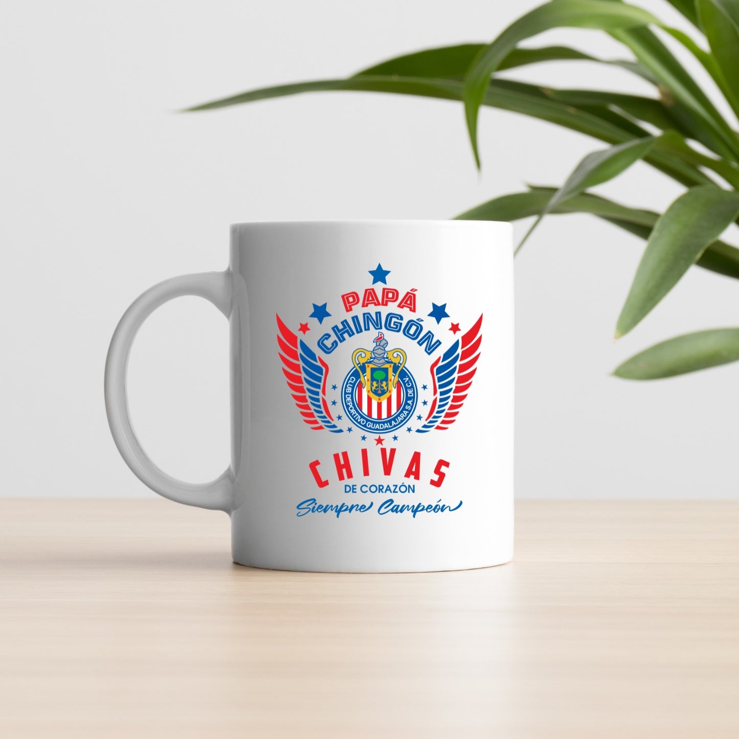 Chivas Soccer Fan Coffee Mug – Papá Chingón Design – Chivas de Corazón, Siempre Campeón – 11 oz White Ceramic Cup – Rebaño Sagrado Gift
