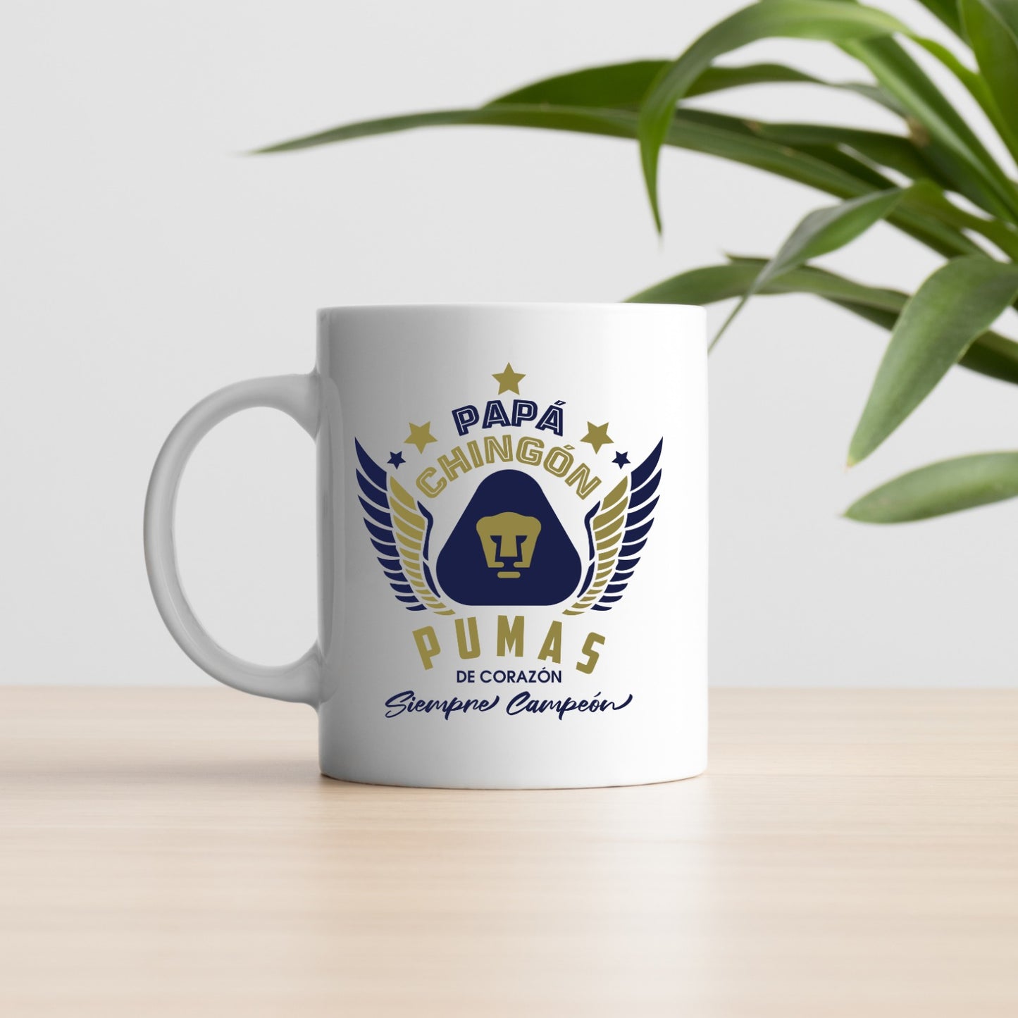 Pumas Soccer Fan Coffee Mug – Papá Chingón Design – Pumas de Corazón, Siempre Campeón – 11 oz White Ceramic Cup