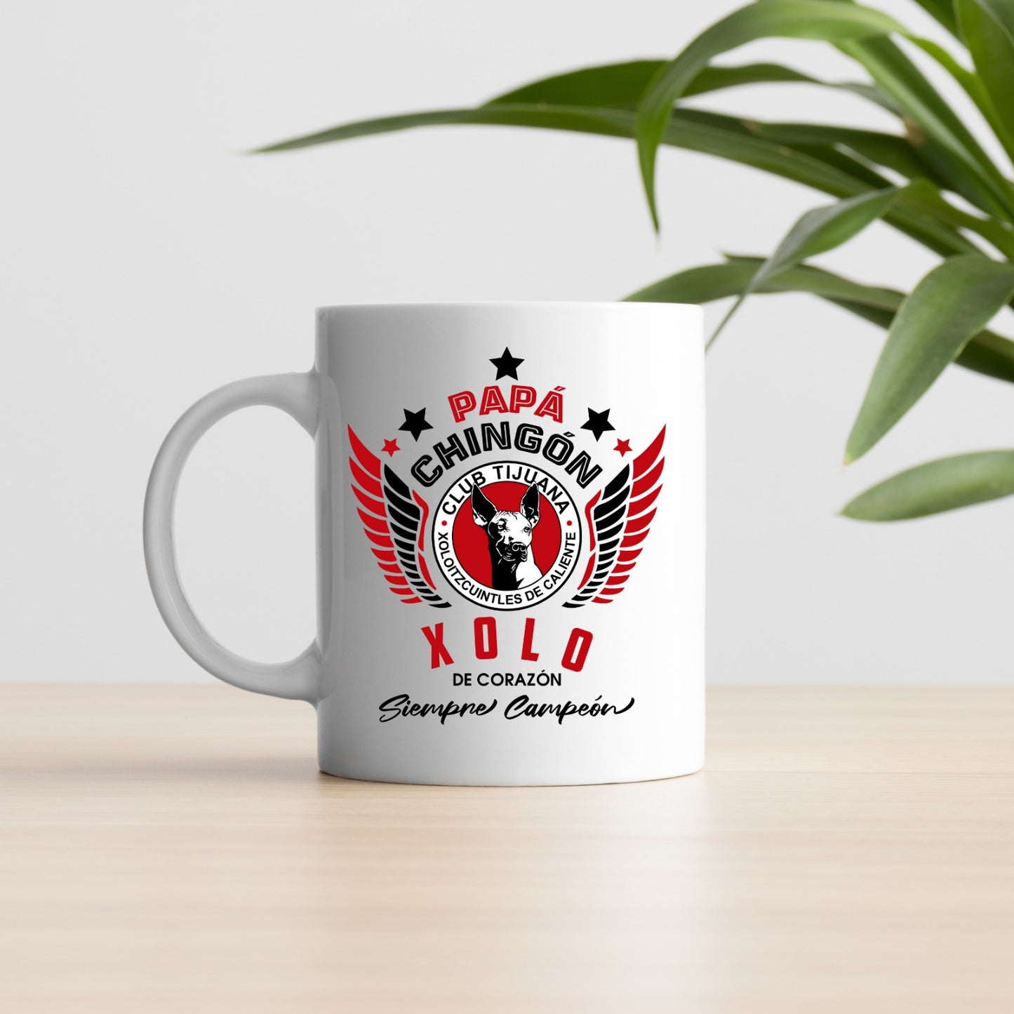 Xolos Soccer Fan Coffee Mug – Papá Chingón Design – Xolo de Corazón, Siempre Campeón – 11 oz White Ceramic Cup