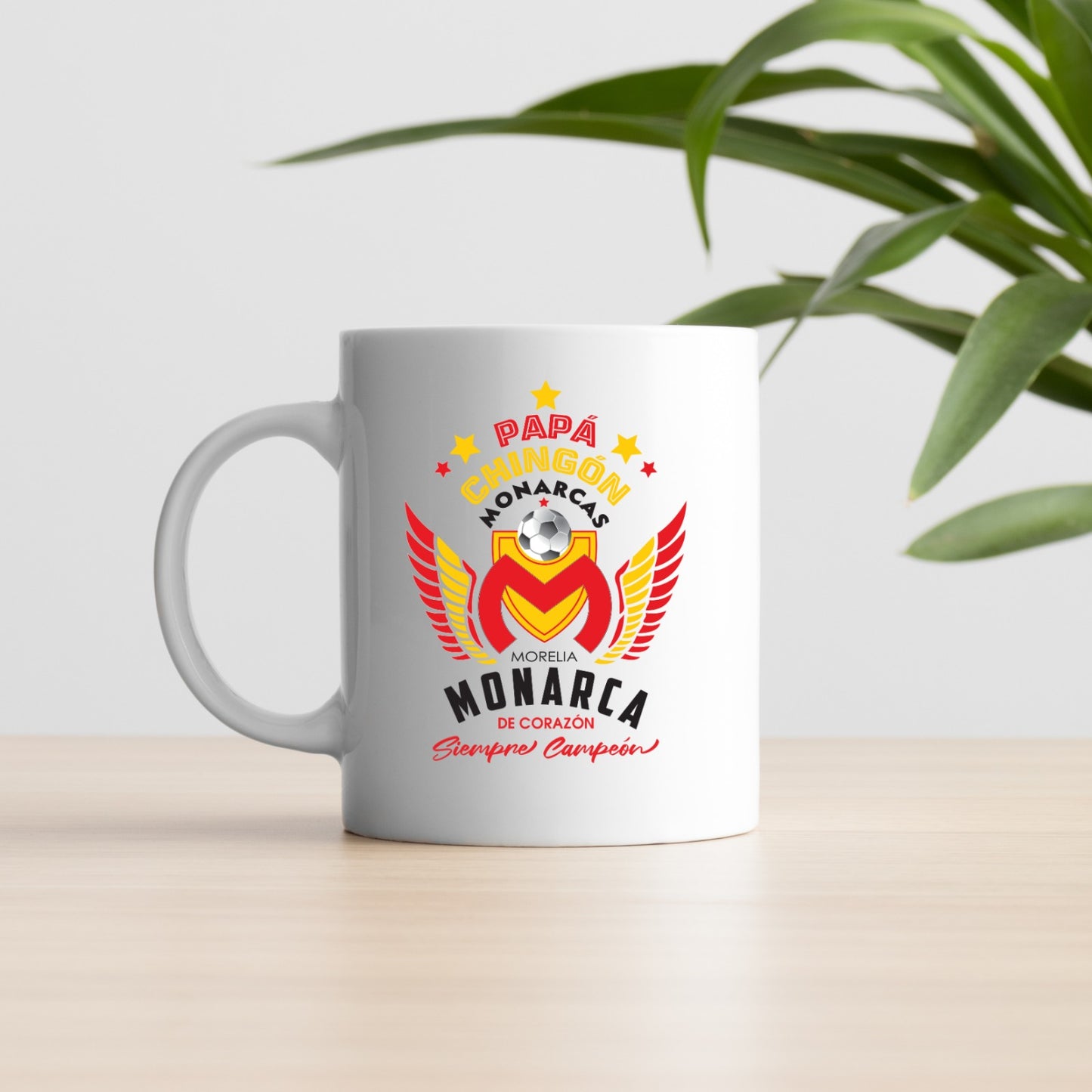 Morelia Soccer Fan Coffee Mug – Papá Chingón Design – Monarca de Corazón, Siempre Campeón – 11 oz White Ceramic Cup
