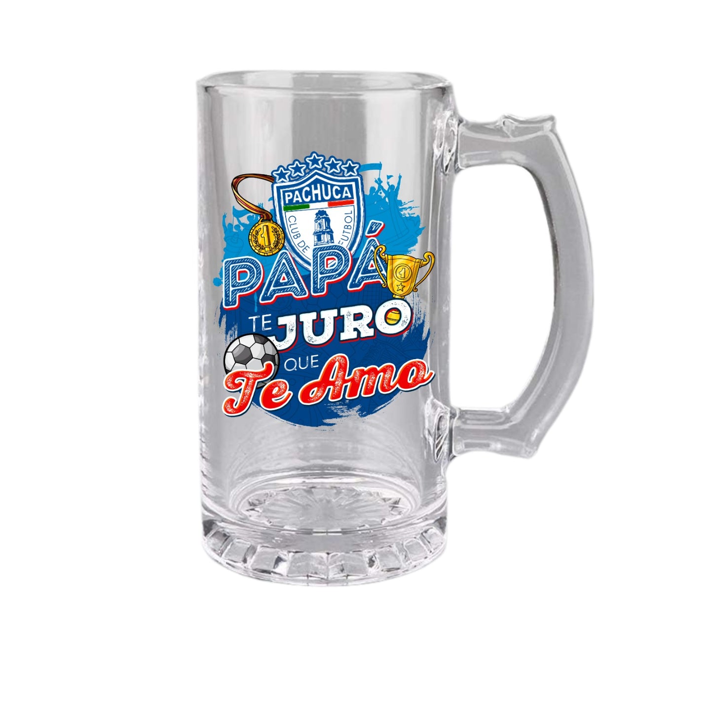 Pachuca 16 oz Beer Glass Mug – “Regalo para Papá” – Soccer Gift for Dad – Father’s Day or Birthday Present – Fútbol Fan Mug