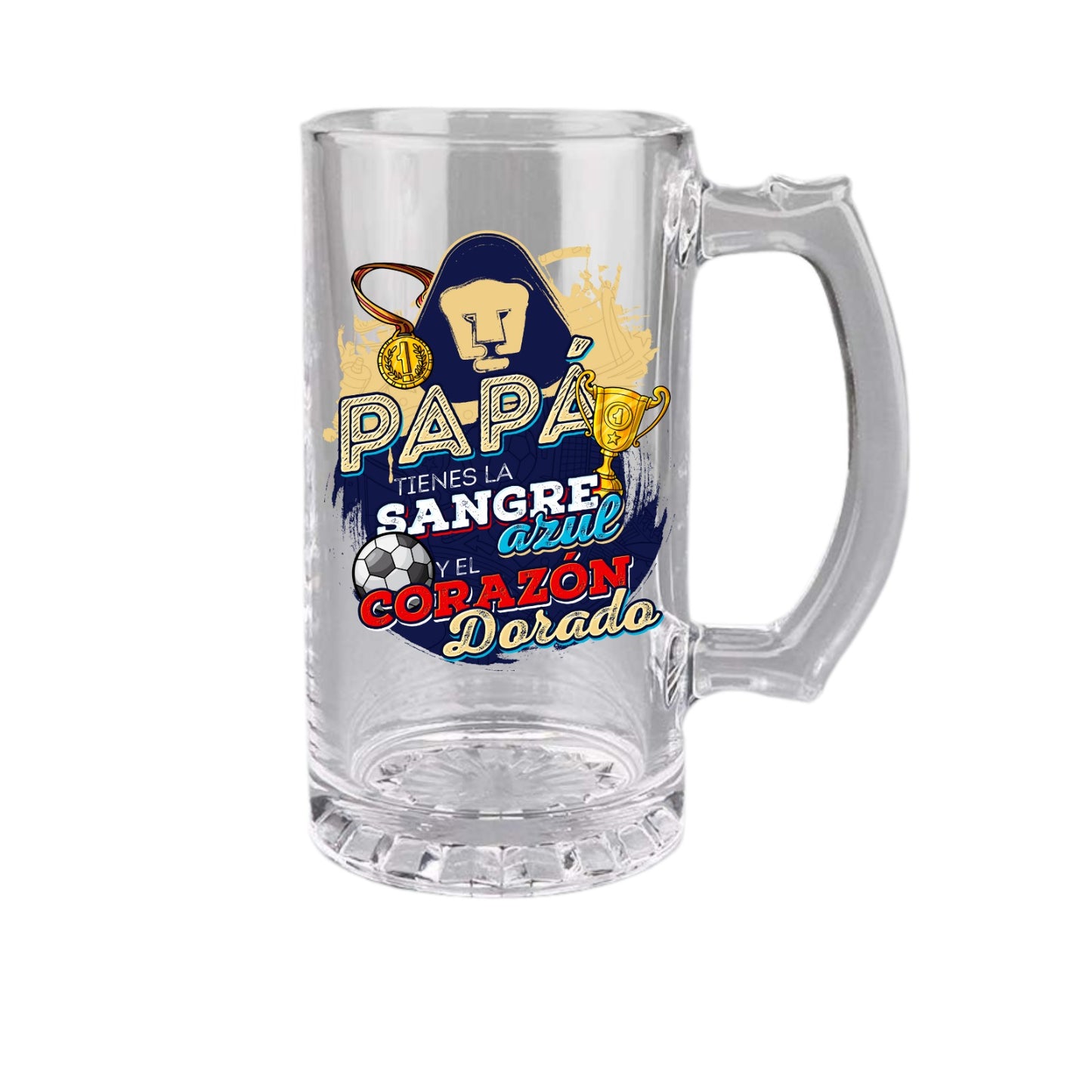 Pumas 16 oz Beer Glass Mug – Soccer Gift for Dad – Father’s Day or Birthday Present – Fútbol Fan Mug