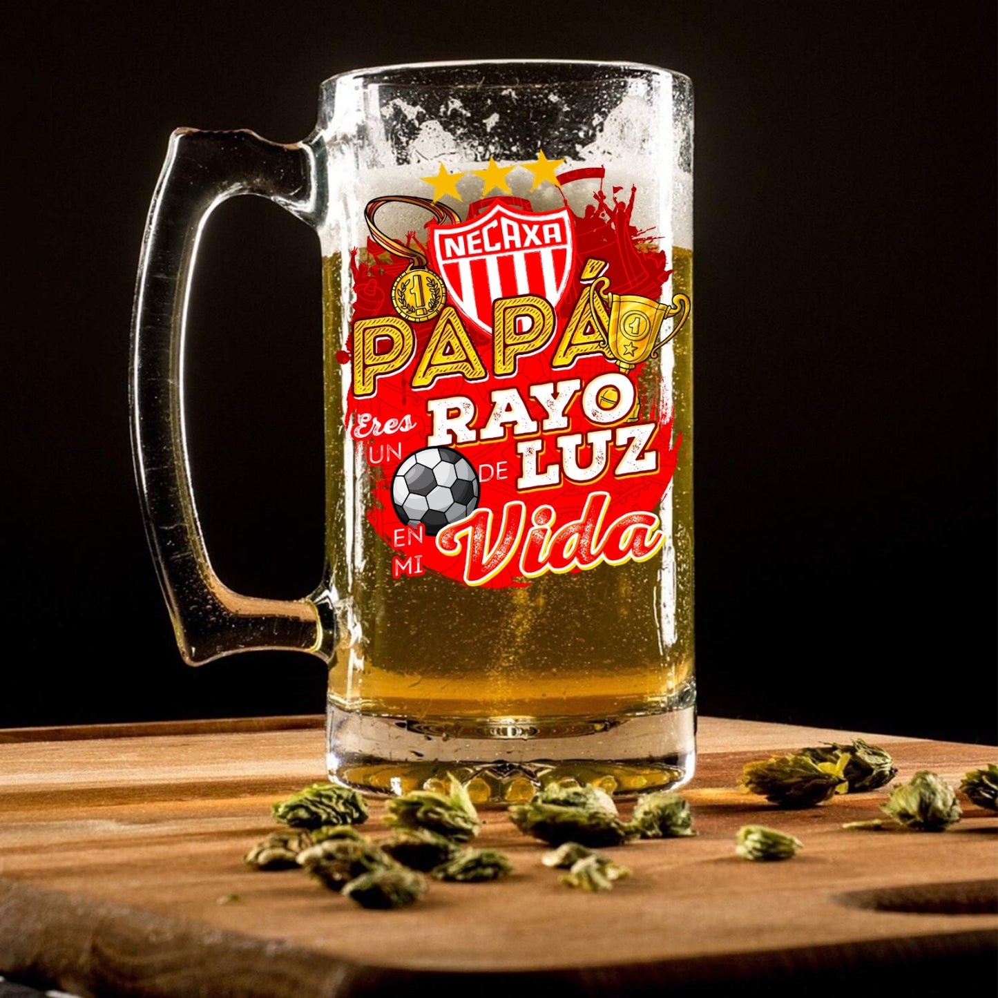Necaxa 16 oz Beer Glass Mug – Soccer Gift for Dad – Father’s Day or Birthday Present – Fútbol Fan Mug