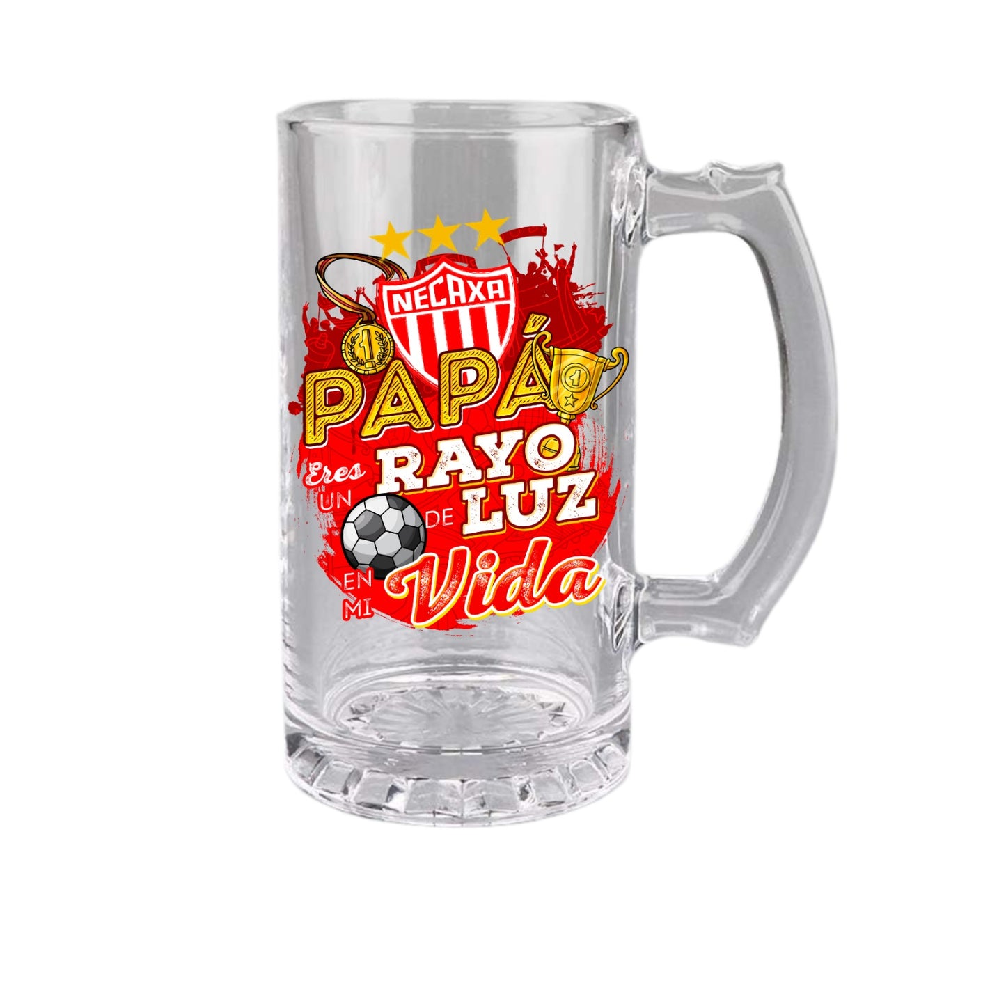 Necaxa 16 oz Beer Glass Mug – Soccer Gift for Dad – Father’s Day or Birthday Present – Fútbol Fan Mug