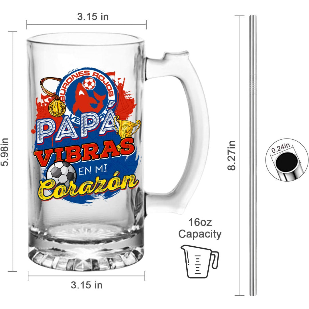 Veracruz 16 oz Beer Glass Mug – Soccer Gift for Dad – Father’s Day or Birthday Present – Fútbol Fan Mug