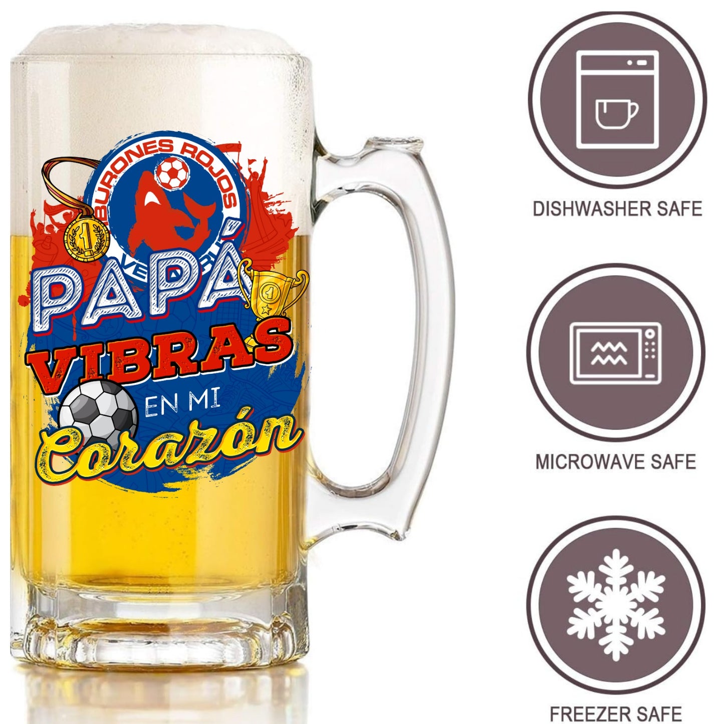 Veracruz 16 oz Beer Glass Mug – Soccer Gift for Dad – Father’s Day or Birthday Present – Fútbol Fan Mug