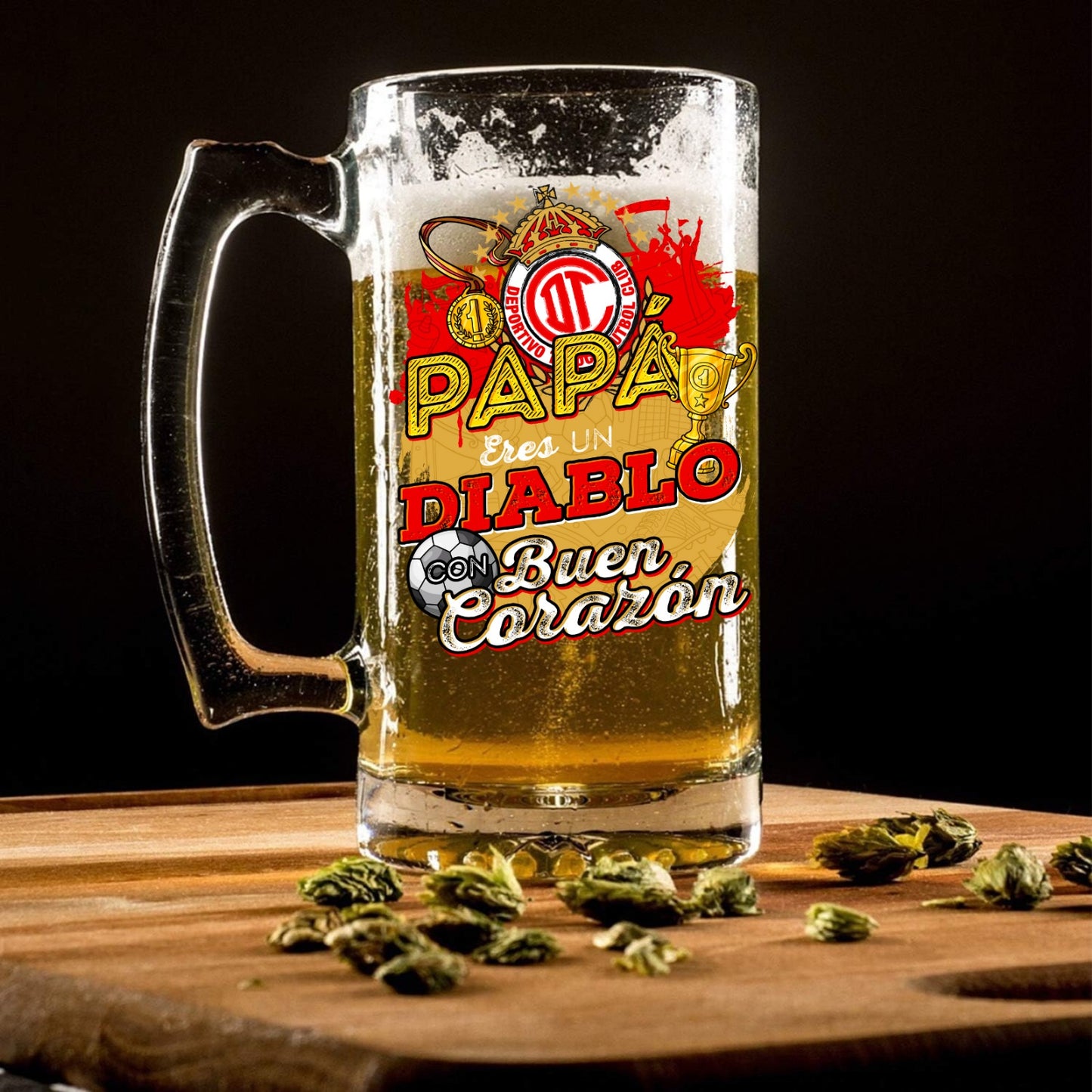 Toluca 16 oz Beer Glass Mug – Soccer Gift for Dad – Father’s Day or Birthday Present – Fútbol Fan Mug