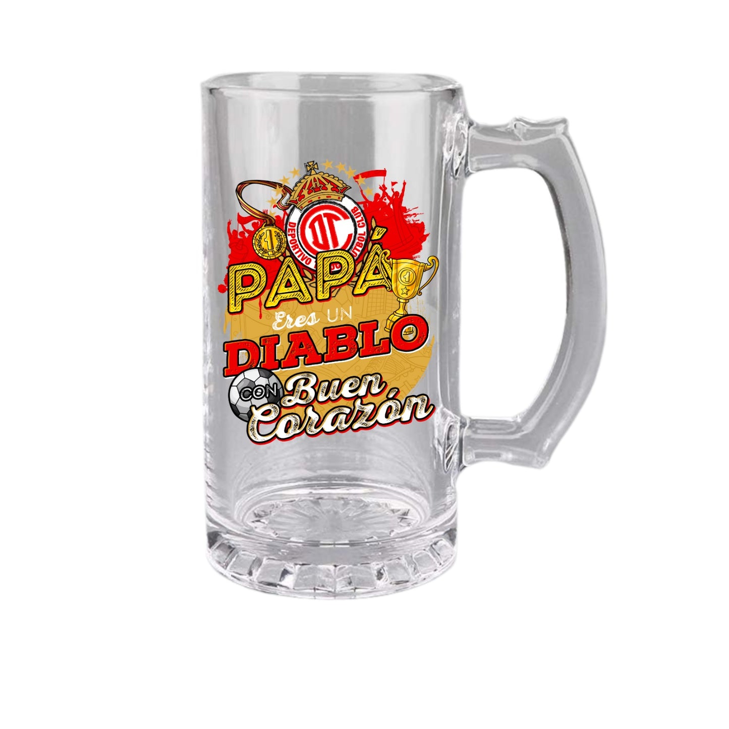 Toluca 16 oz Beer Glass Mug – Soccer Gift for Dad – Father’s Day or Birthday Present – Fútbol Fan Mug