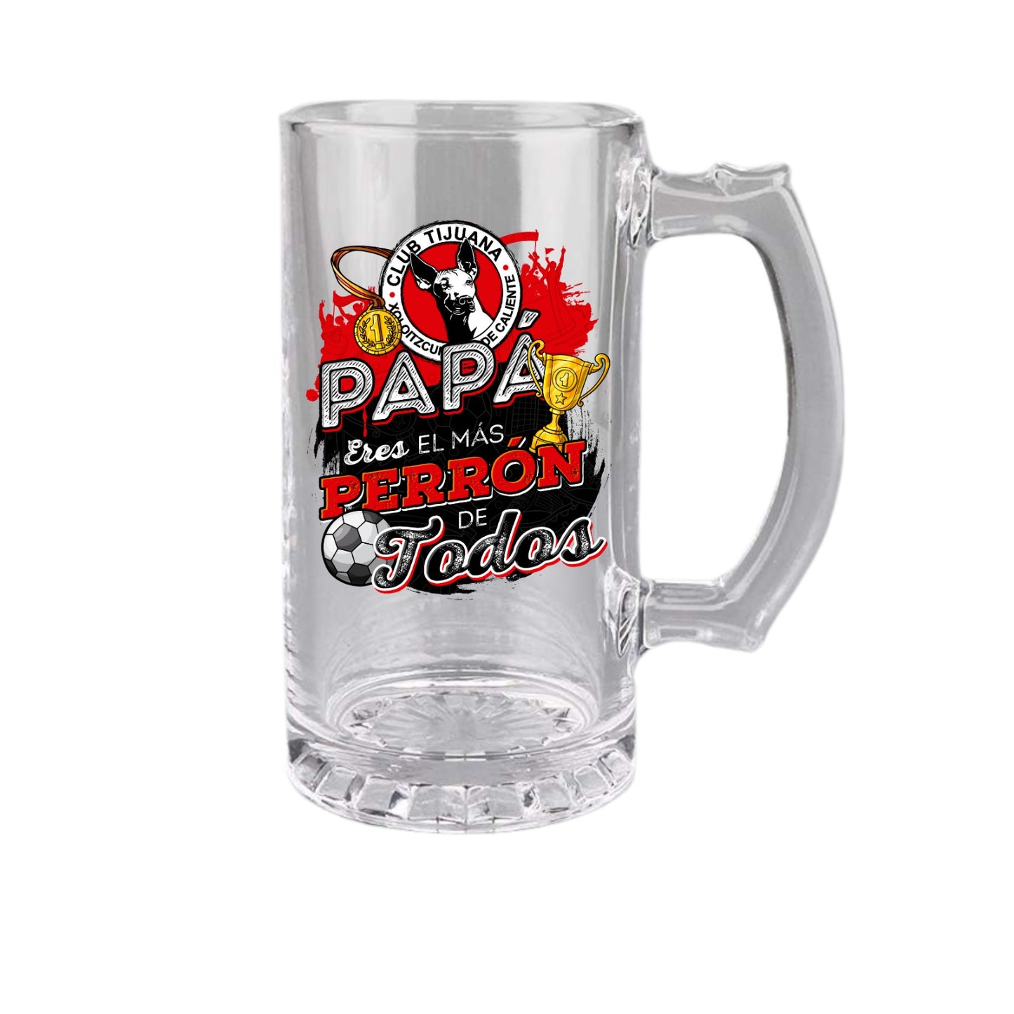 Xolos 16 oz Beer Glass Mug – Soccer Gift for Dad – Father’s Day or Birthday Present – Fútbol Fan Mug