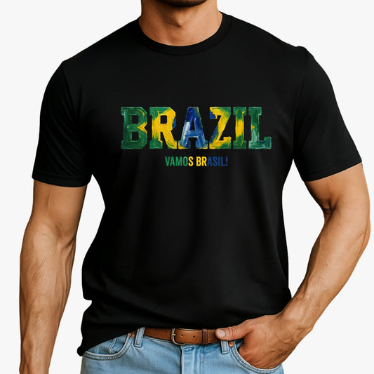 Brazil T-Shirt Vamos Brasil! Adult Unisex Soccer Fan Tee WC 2026
