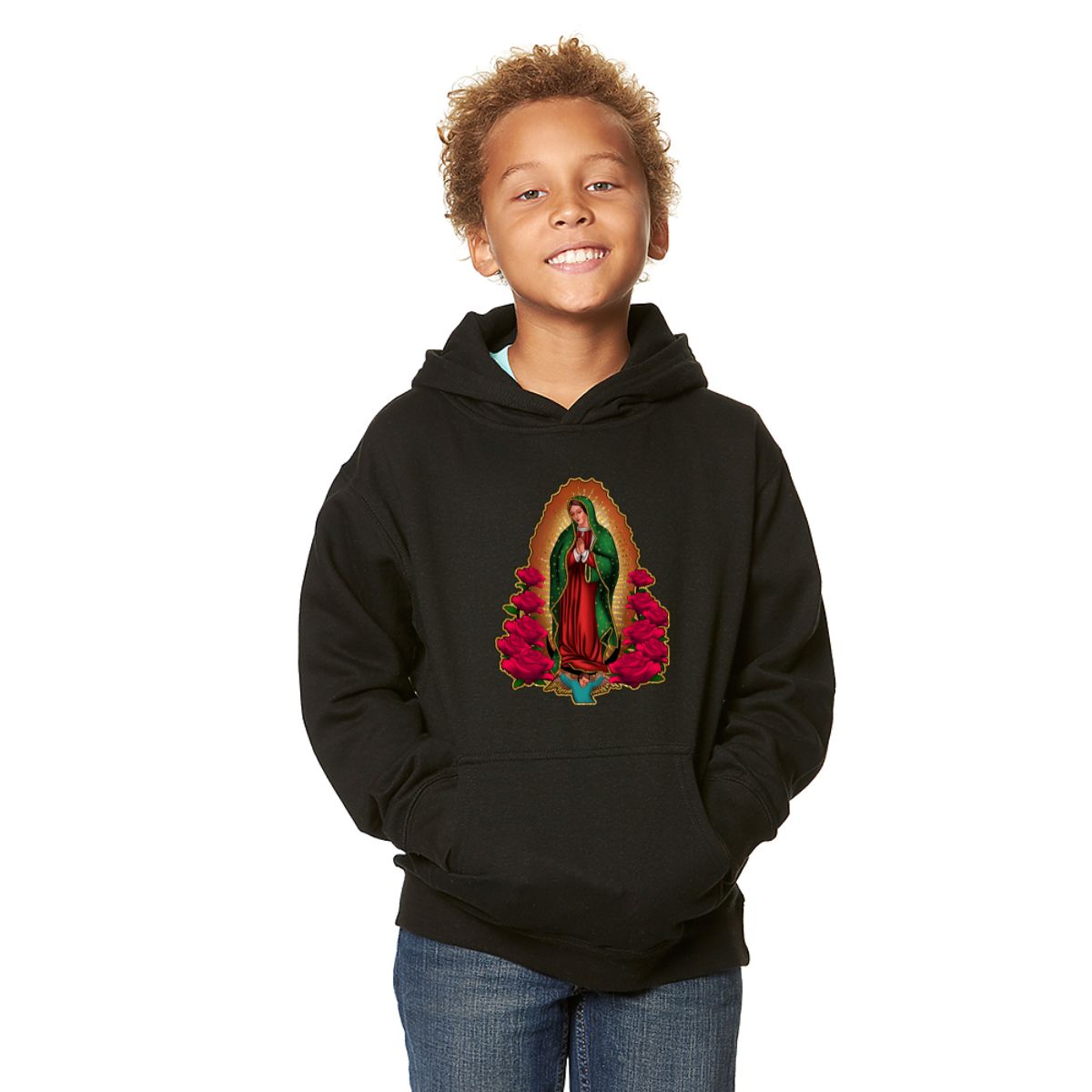 Kids/ Youth Our Lady of Guadalupe Pullover Hoodie - Virgen de Guadalupe Kids/Youth Hoodie