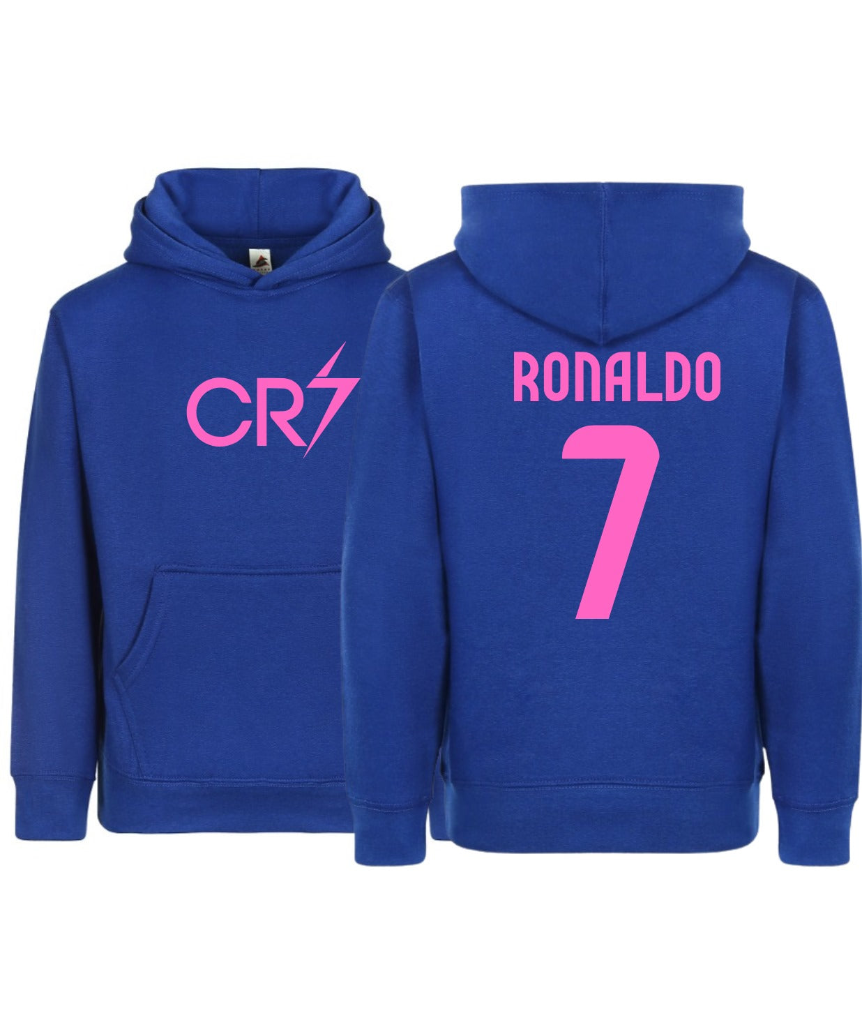 Kids/Youth CR7 Ronaldo #7 Pullover Hoodie with Kangaroo Pocket - Royal Blue - Comfortable & Stylish Sportswear
