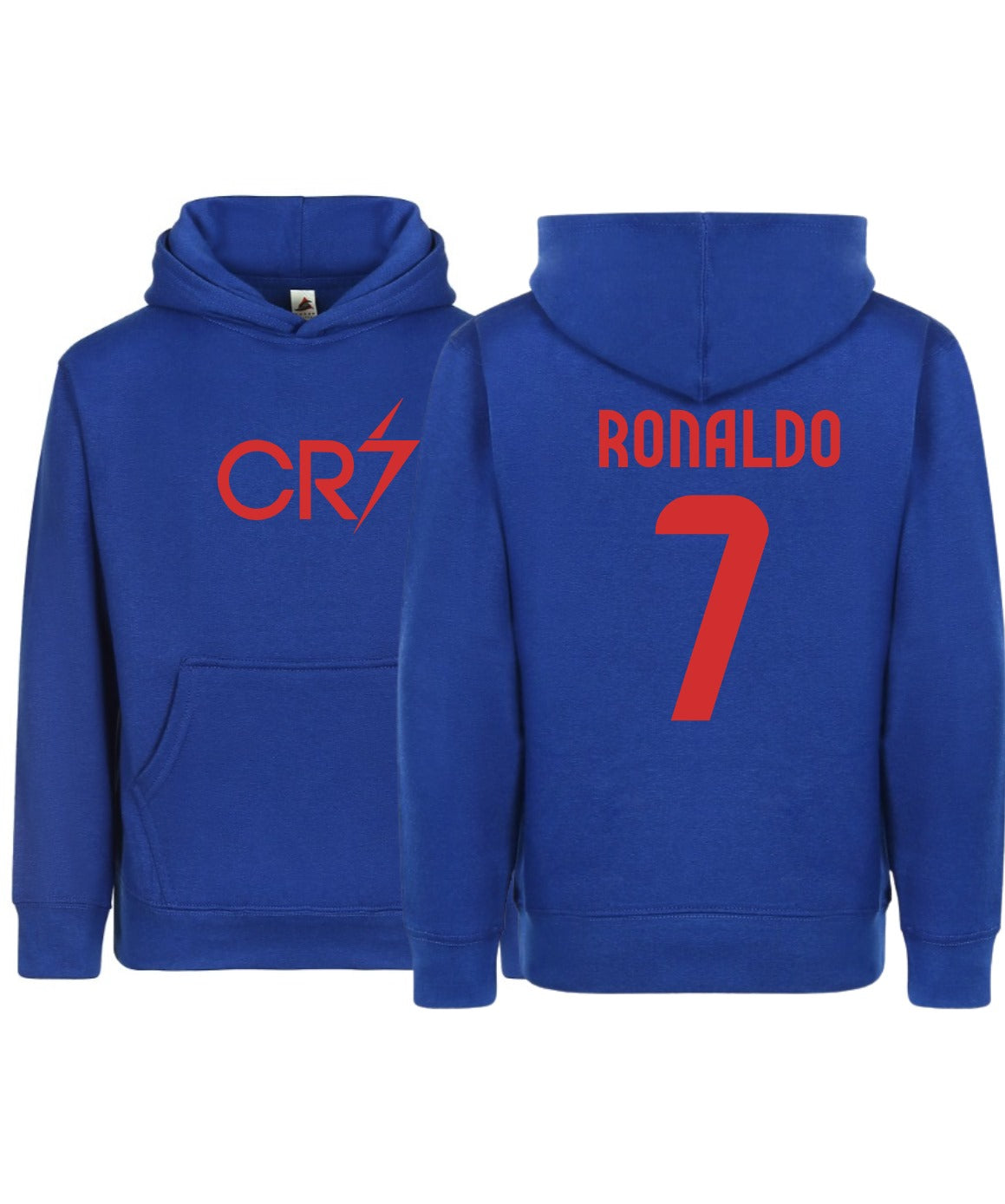 Kids/Youth CR7 Ronaldo #7 Pullover Hoodie with Kangaroo Pocket - Royal Blue - Comfortable & Stylish Sportswear