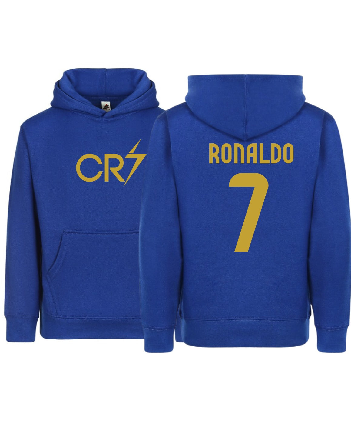 Kids/Youth CR7 Ronaldo #7 Pullover Hoodie with Kangaroo Pocket - Royal Blue - Comfortable & Stylish Sportswear