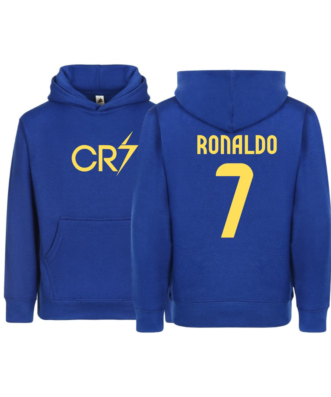 Kids/Youth CR7 Ronaldo #7 Pullover Hoodie with Kangaroo Pocket - Royal Blue - Comfortable & Stylish Sportswear