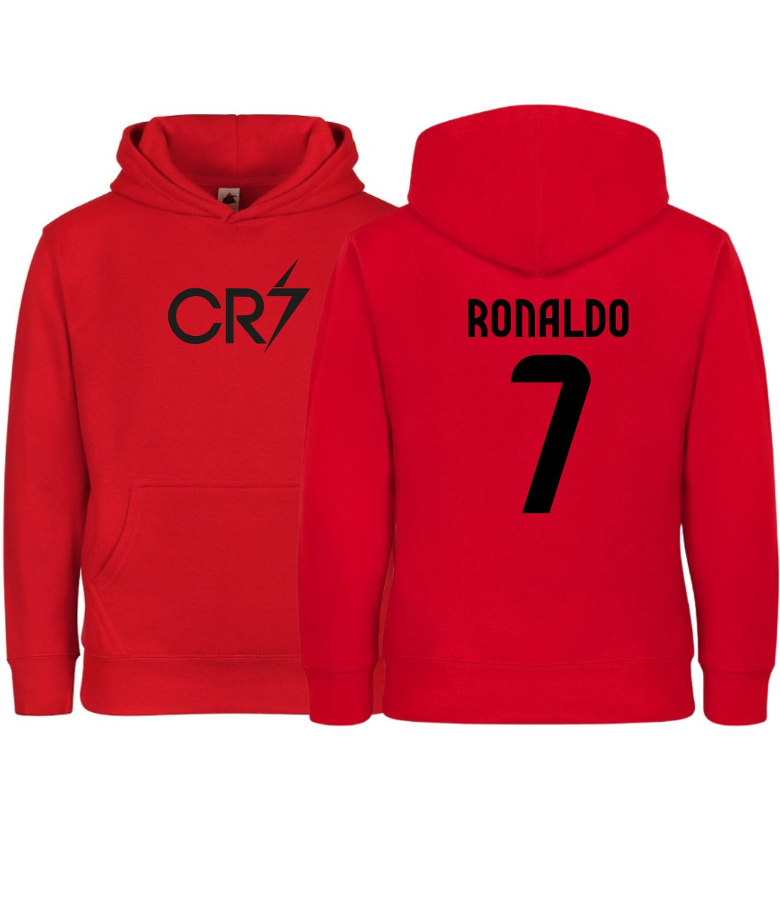 Kids/Youth CR7 Ronaldo #7 Pullover Hoodie with Kangaroo Pocket - Red - Comfortable & Stylish Sportswear