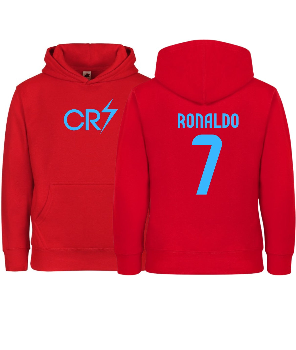 Kids/Youth CR7 Ronaldo #7 Pullover Hoodie with Kangaroo Pocket - Red - Comfortable & Stylish Sportswear