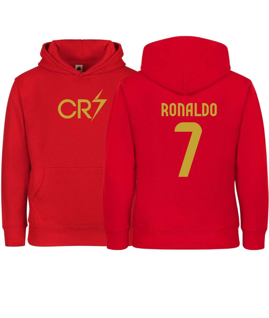 Kids/Youth CR7 Ronaldo #7 Pullover Hoodie with Kangaroo Pocket - Red - Comfortable & Stylish Sportswear