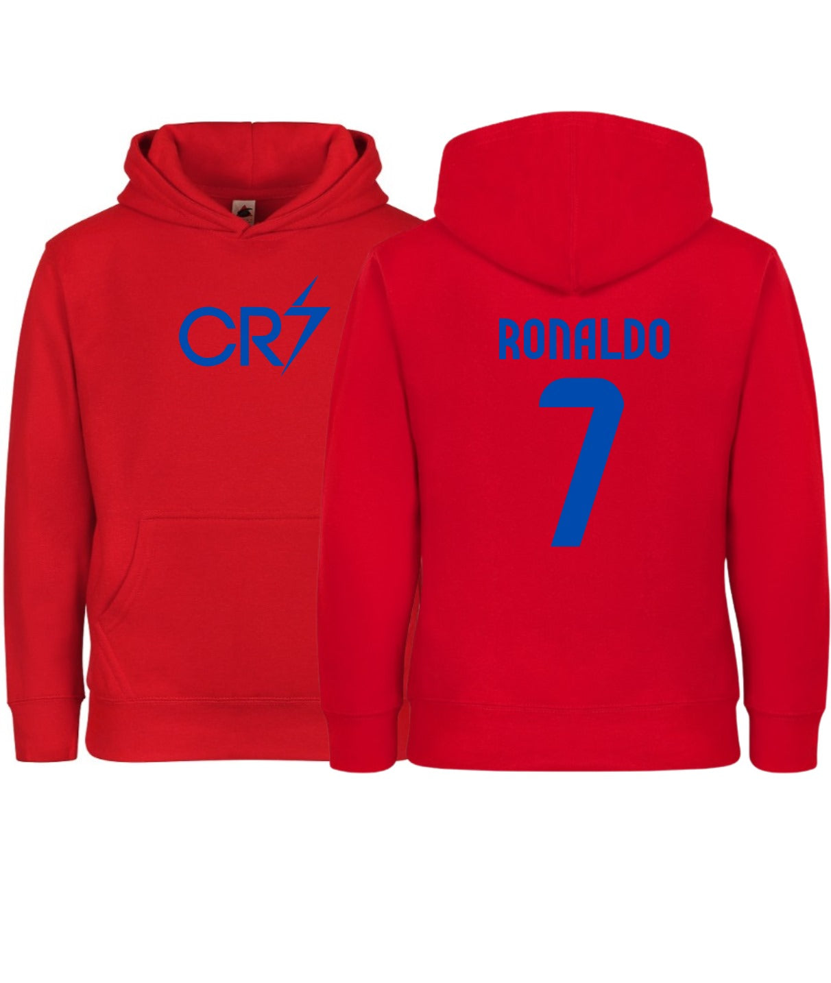 Kids/Youth CR7 Ronaldo #7 Pullover Hoodie with Kangaroo Pocket - Red - Comfortable & Stylish Sportswear
