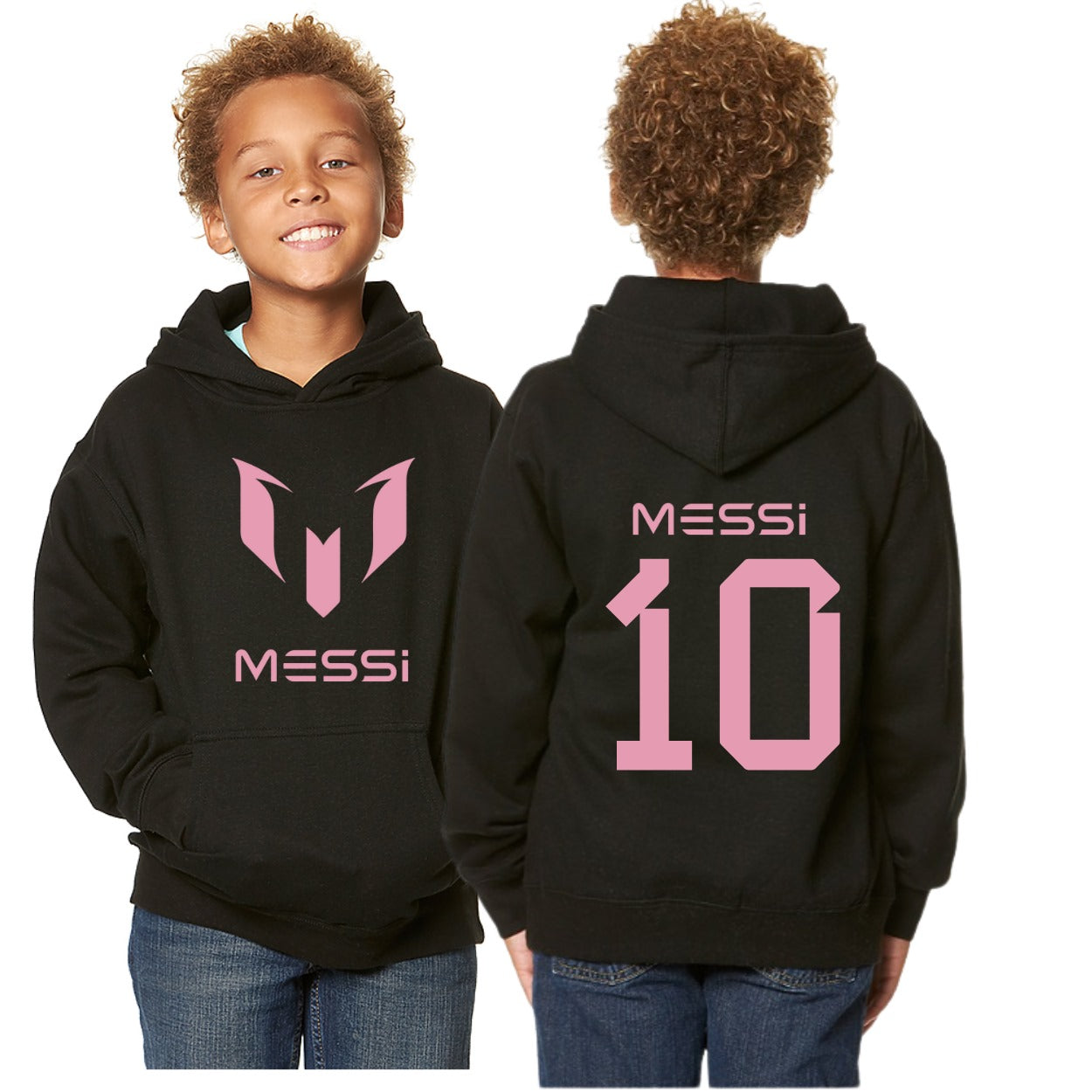 Kids/Youth Messi #10 Pullover Hoodie with Kangaroo Pocket - Comfortable & Stylish Sportswear-With Front and Back Design