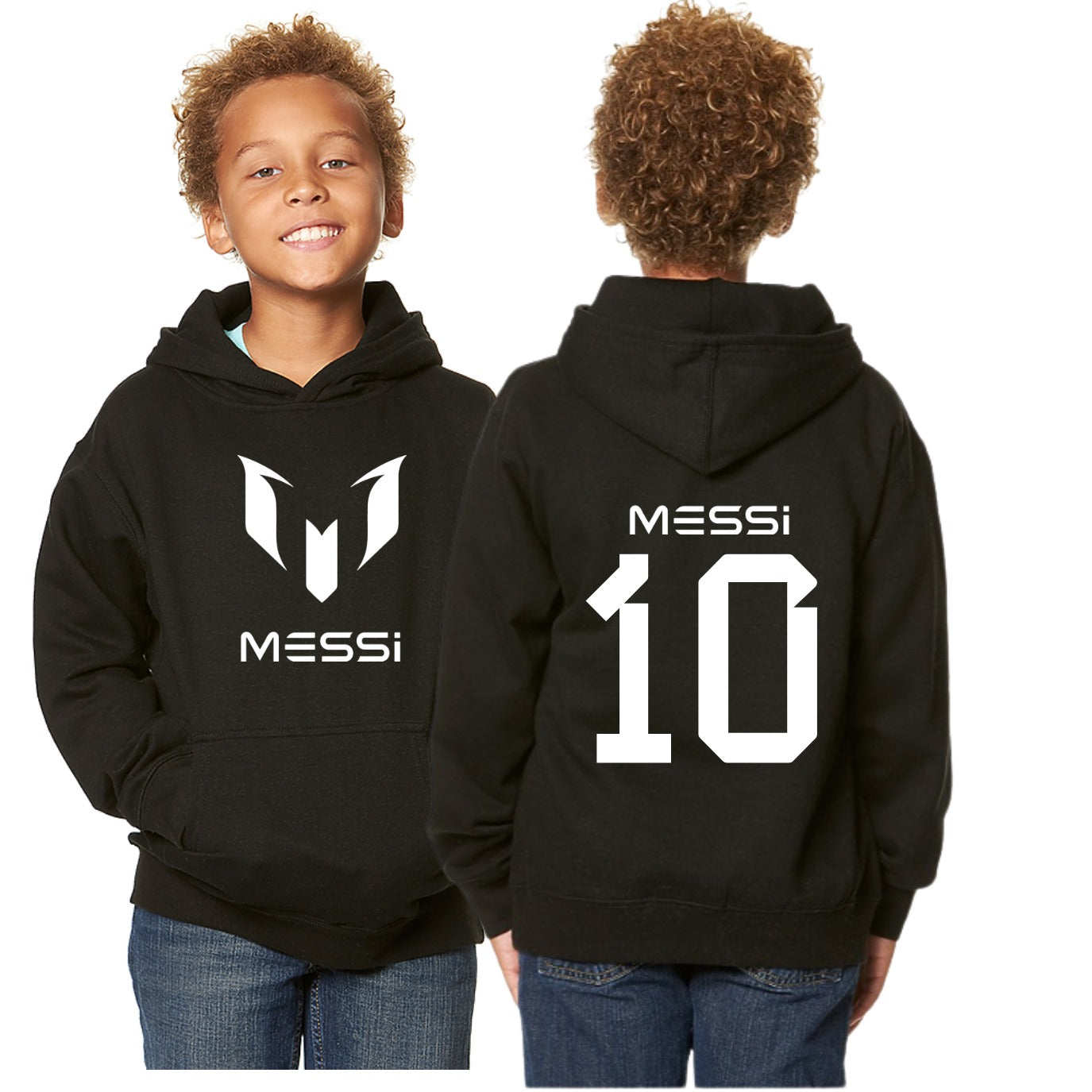 Kids/Youth Messi #10 Pullover Hoodie with Kangaroo Pocket - Comfortable & Stylish Sportswear-With Front and Back Design