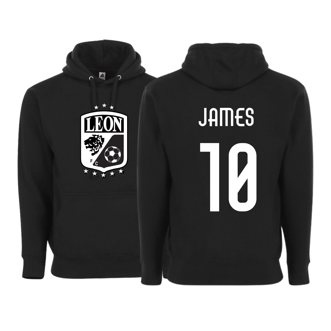 Adult Unisex Leon James #10 Pullover Hoodie – Kangaroo Pocket, Front and Back Design
