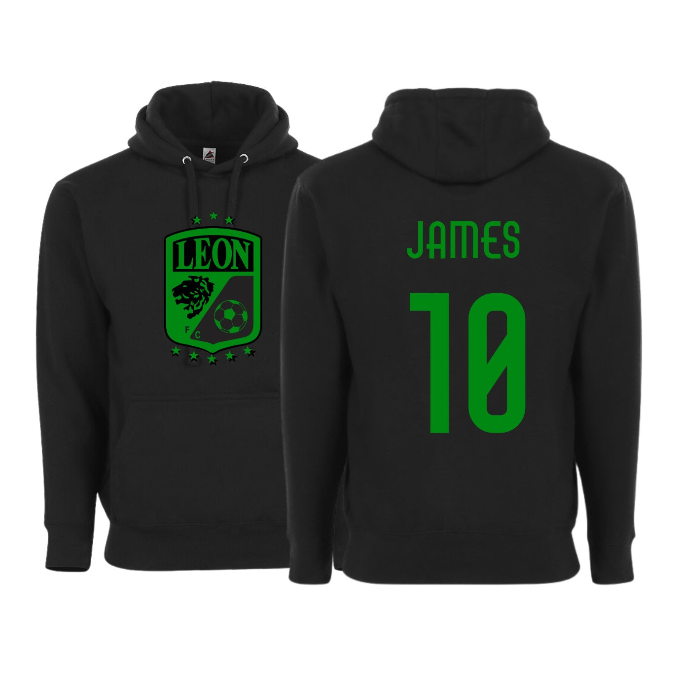 Adult Unisex Leon James #10 Pullover Hoodie – Kangaroo Pocket, Front and Back Design