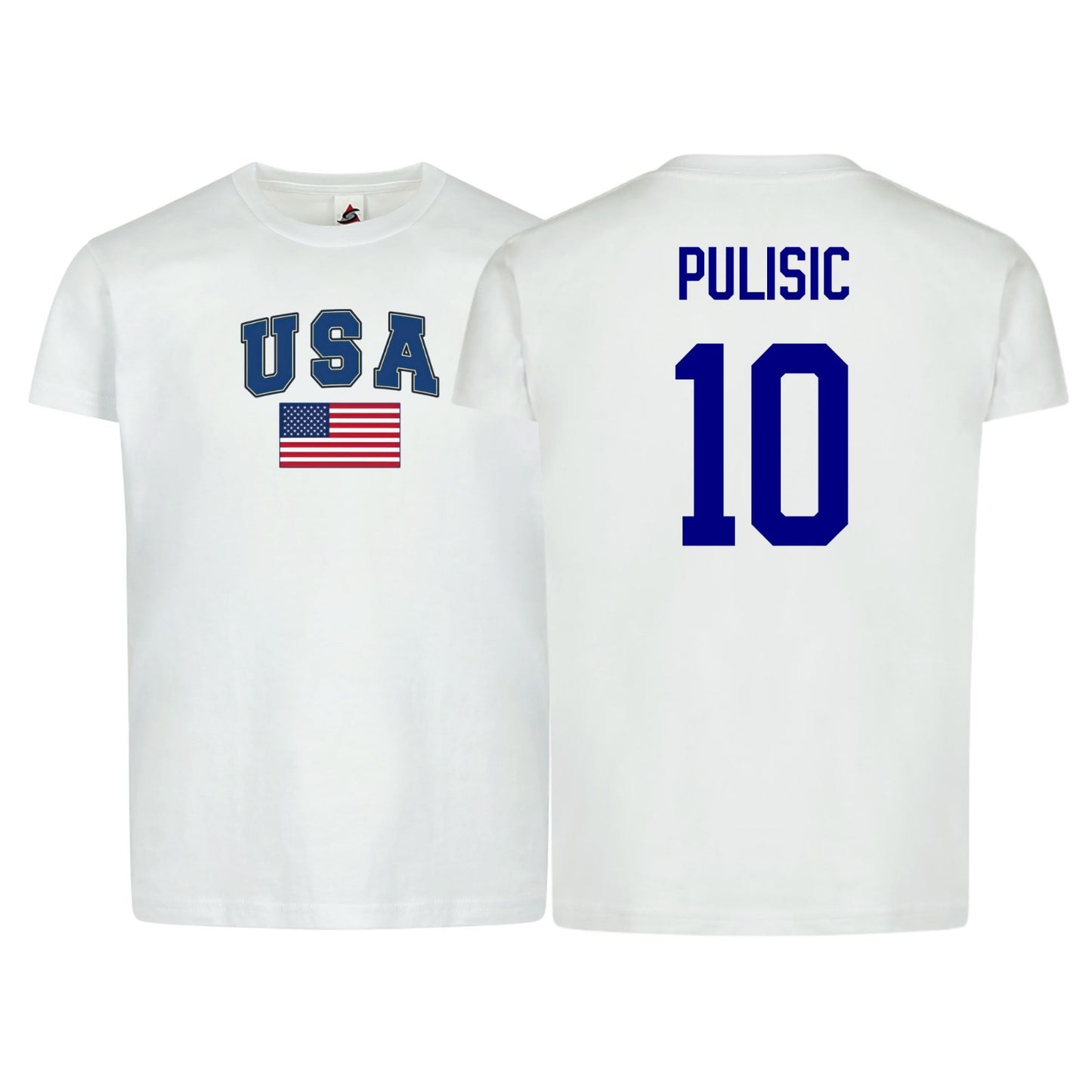 USA Flag T-Shirt β Pulisic #10 β Adult Unisex 100% Cotton Tee (Sizes Sβ3XL)