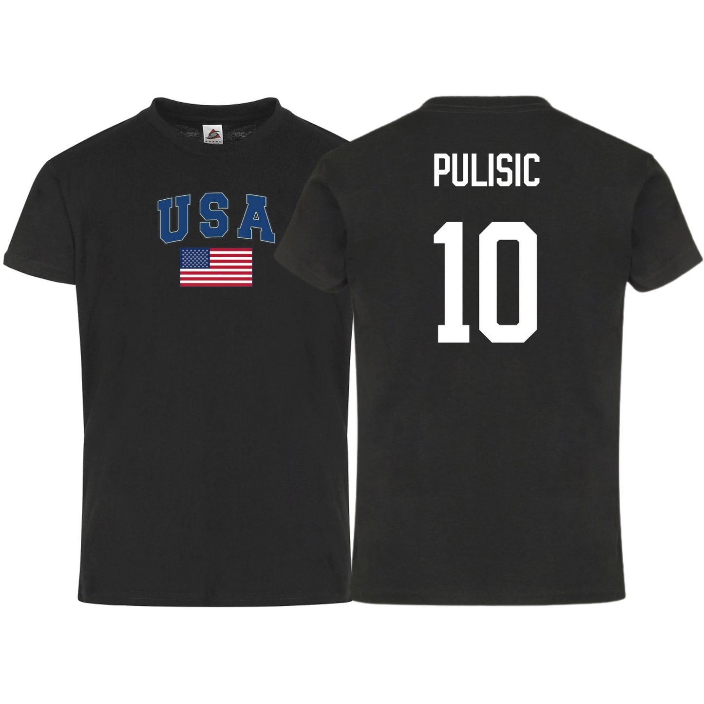 USA Flag T-Shirt β Pulisic #10 β Adult Unisex 100% Cotton Tee (Sizes Sβ3XL)
