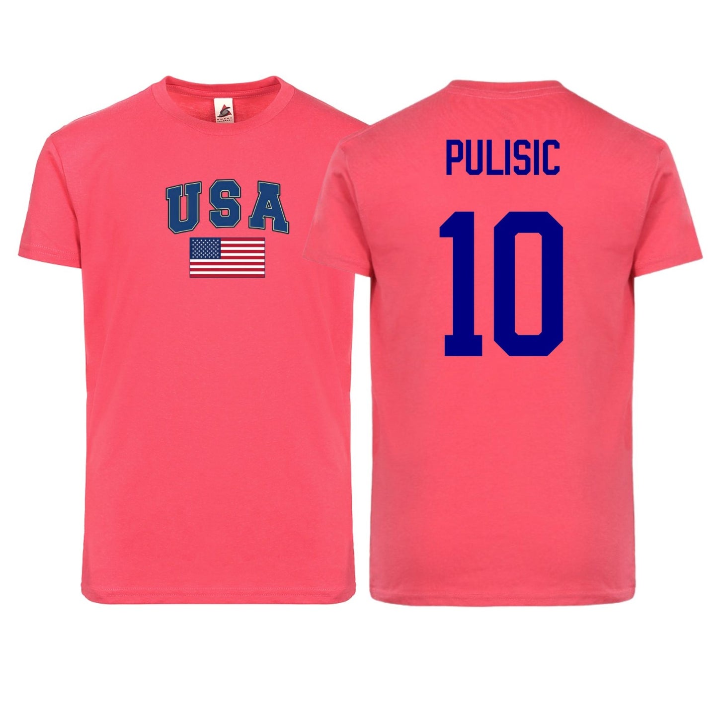 USA Flag T-Shirt β Pulisic #10 β Adult Unisex 100% Cotton Tee (Sizes Sβ3XL)