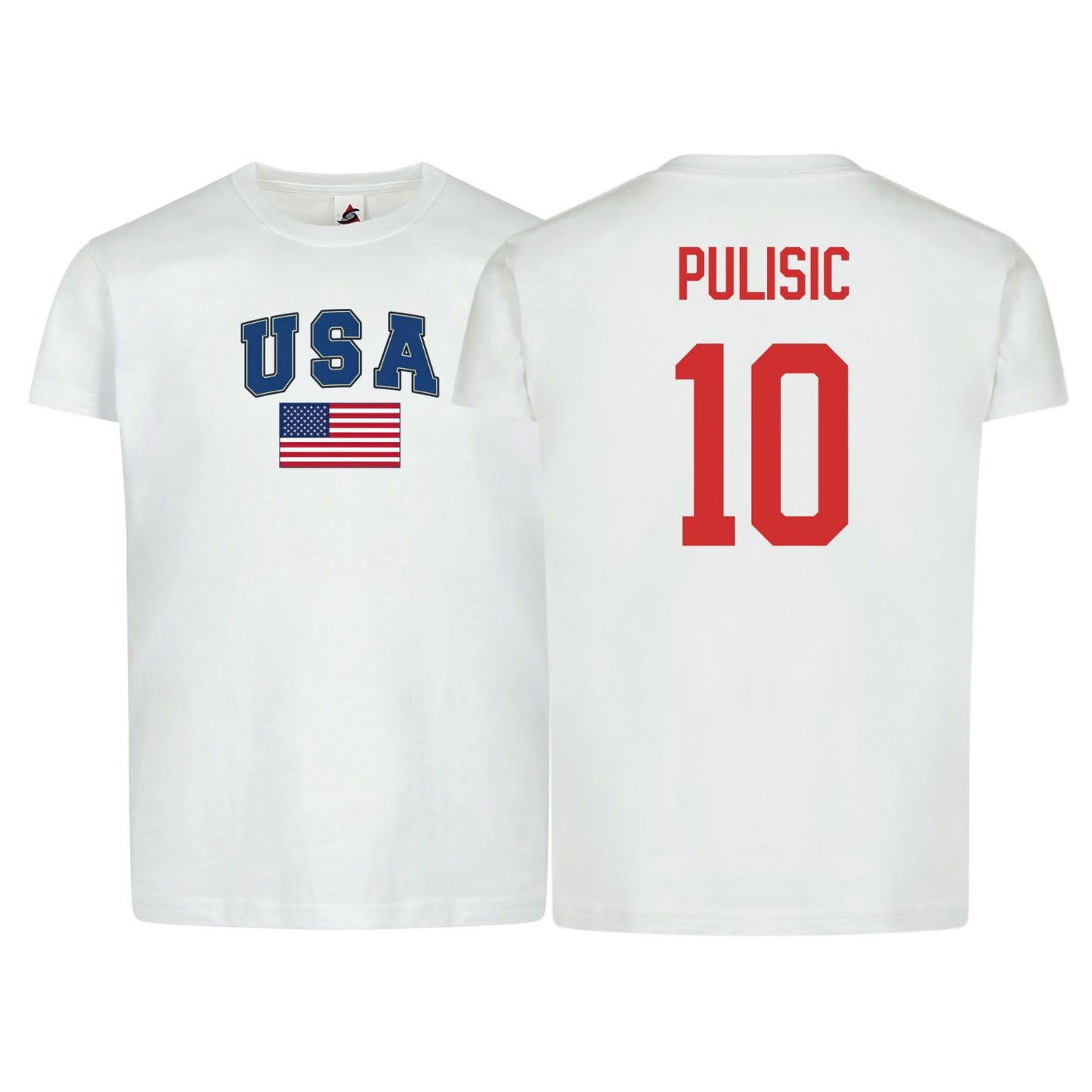 USA Flag T-Shirt β Pulisic #10 β Adult Unisex 100% Cotton Tee (Sizes Sβ3XL)