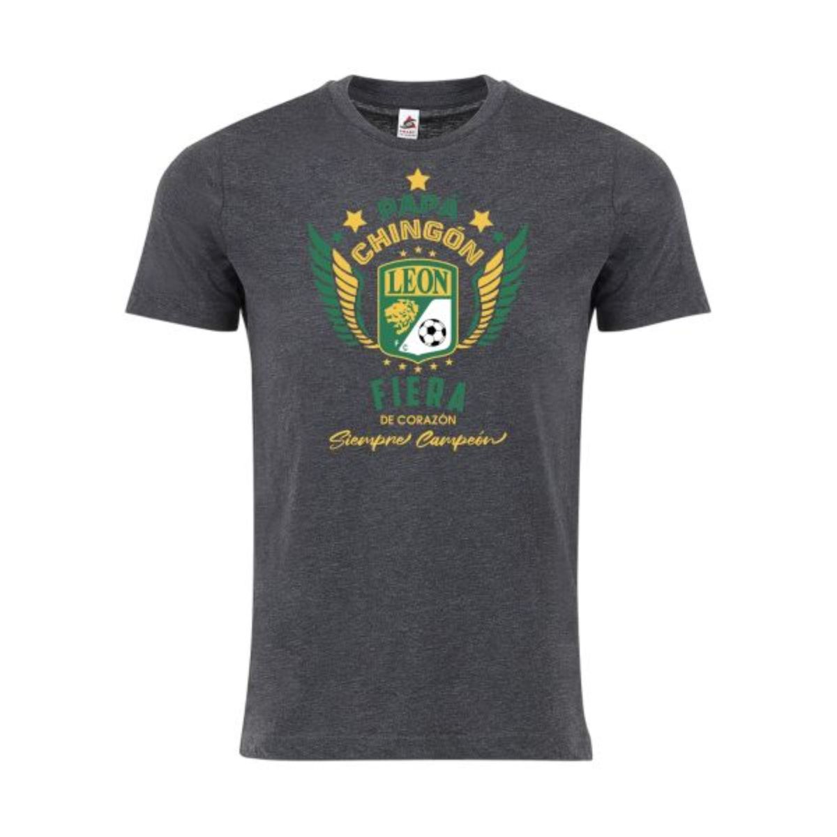 León Papá Chingón T-Shirt – Fiera de Corazón, Siempre Campeón Soccer Fan Tee for Men