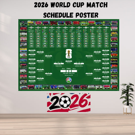 2026 Soccer Match Schedule Poster – Tournament Bracket Calendar Wall Art WC 2026