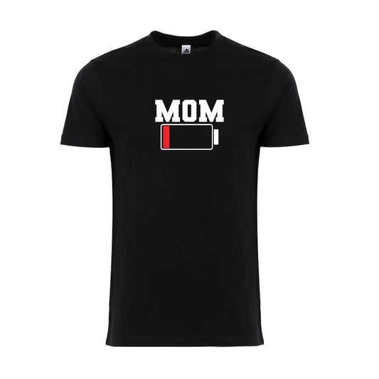 Funny Mom Tee Shirt – New Mom T-Shirt – 'Mom Battery Low' Tee – Tired and Stressed Mom Gift