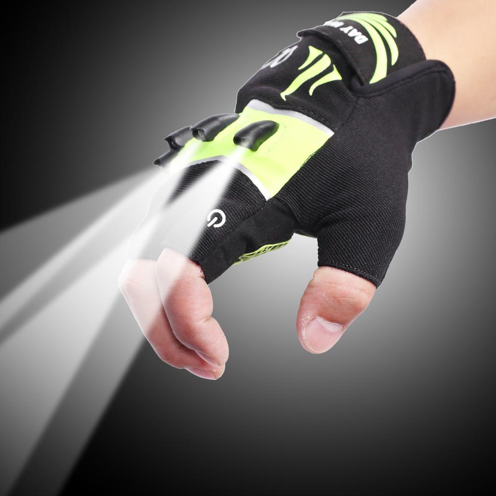 Fingerless Outdoor Sports Bike Lighting Gloves