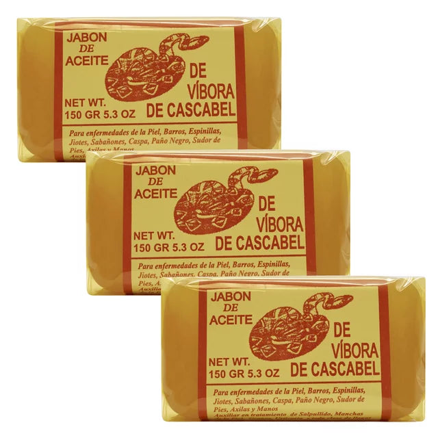 3 Soaps Pack - Rattlesnake Soap - Jabon Aceite de Vibora 3 Jabones 5.3 oz (150 gr)