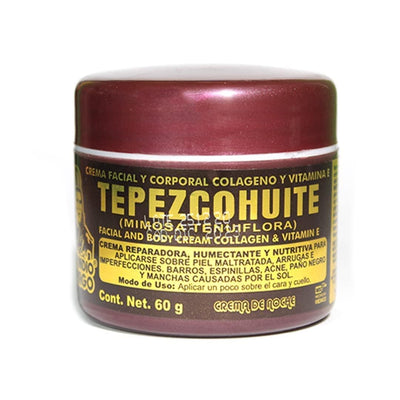 DEL INDIO PAPAGO Facial Night Skin Cream With Tepezcohuite 60g/120g - Hydrates the Skin