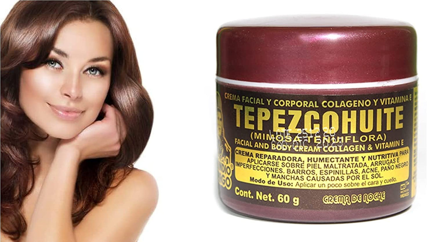 DEL INDIO PAPAGO Facial Night Skin Cream With Tepezcohuite 60g/120g - Hydrates the Skin