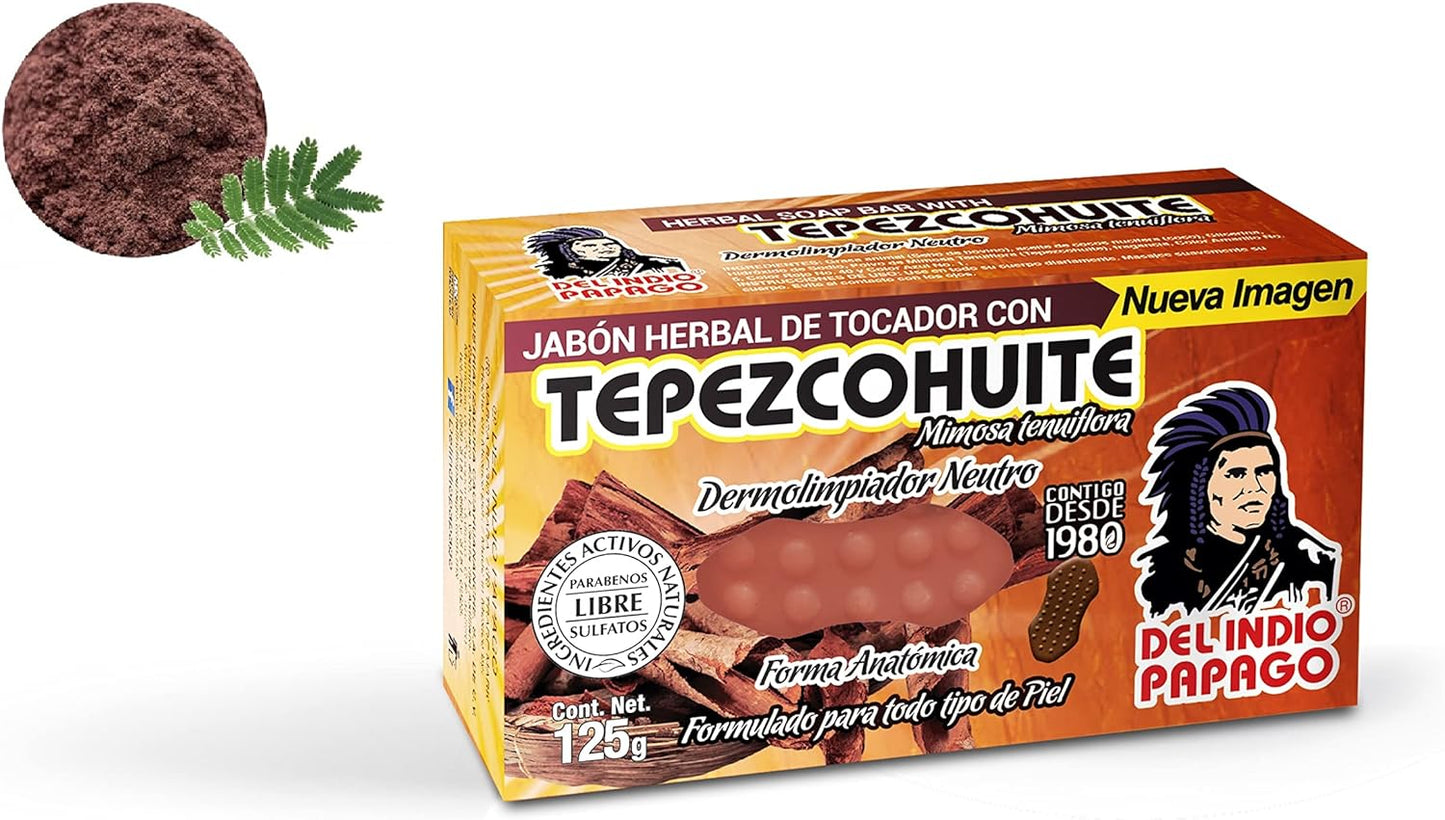 DEL INDIO PAPAGO Tepezcohuite Night Facial Skin Cream 60g / 2.02 Fl Oz + Neutral Soap with Tepezcohuite 125g - Mexican Beauty