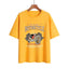 Street Retro Motorcycle Letter Print Collarless Loose Women's T-Shirt