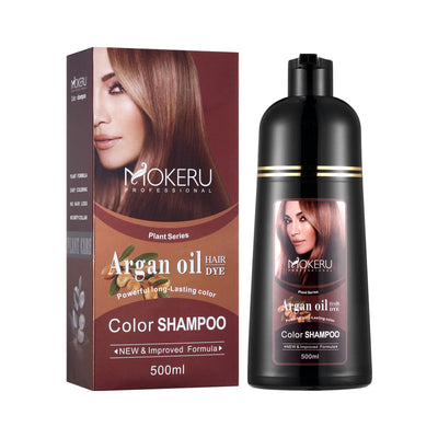 Hair Dye 16.9 Fl Oz Shampoo, Argan Oil Blonde Brown Hair Shampoo, 3 in 1 Hair Dye Shampoo, Easy To Use, Semi-Permanent Hair Color Shampoo